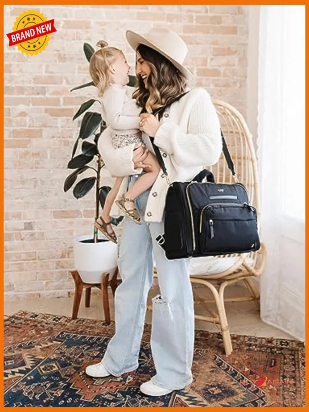 Convertible Diaper Bag Satchel Backpack with Changing Pad, 14-Pocket Large